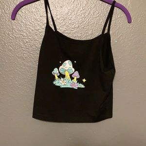 Black indie mushroom cropped top